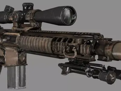 KAC M110k1 Sniper Rifle Remington R11 Low-poly 3D Model Low-poly 3D model