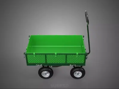 FOUR 4 WHEELED UTILITY CART WAGON TROLLEY DETACHABLE MESH POCKET 3D model
