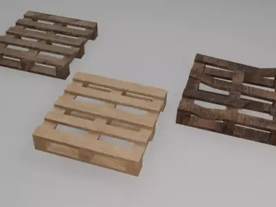 Low Poly Wood Pallet Pack  3 Variants Low-poly 3D model