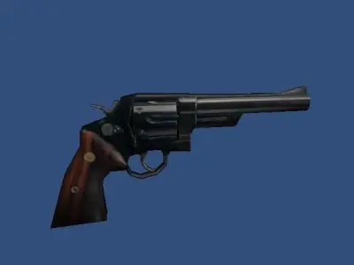 Low Poly 44 Revolver Low-poly 3D model