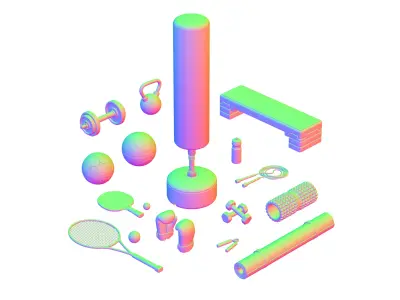 Sports Equipments Set 01 Low-poly 3D model