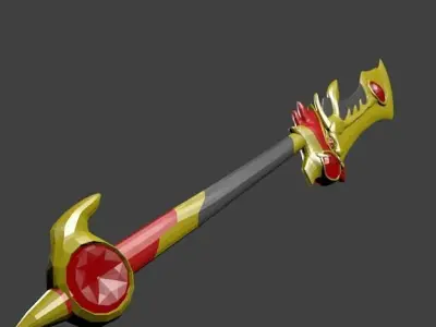 Red Dragon Lance - Unison League Weapon Low-poly 3D model