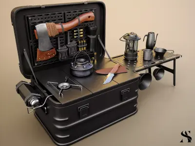 camping equipment Low-poly 3D model purchase