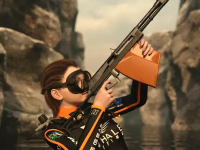 Aps Underwater Gun for G8F 3D model