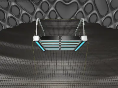 Sci-Fi Stairs - 19 - Silver Blue Neon Light Version Low-poly 3D model