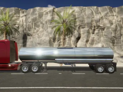 Semi Truck Trailer 05 - Tanker Low-poly 3D model