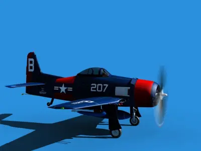 Grumman F8F-2 Bearcat V15 3D model