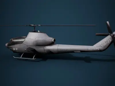 Low-Poly Helicopter 3D Model  PBR Textured Game-Ready 2024 Polys Low-poly 3D model