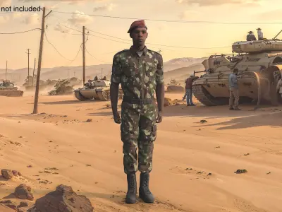 Somali Soldier Stands at Attention Fur 3D model