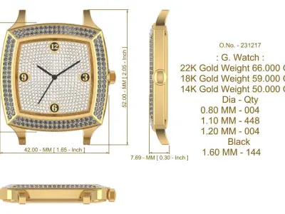Diamond Wrist Watch  3D print model