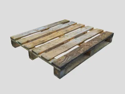 3D Scanned Wooden Pallet - Real-time Ready for Games Low-poly 3D model