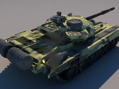 Rigged Army Tank Low-poly 3D model