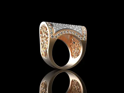 Ornament Diamonds Gold Ring 3D print model