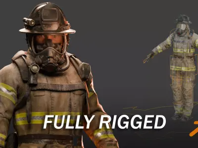 Fire Fighter - Fully Rigged Blender Character Low-poly 3D model