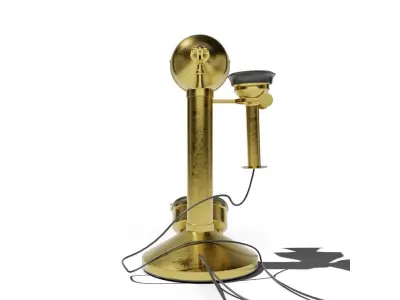 Simple Rotary phone Low-poly 3D model