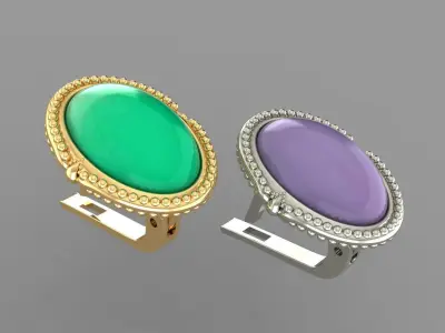  Earrings with oval cabochon  Antique 3D print model
