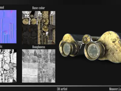  World War II binoculars - Game ready asset  Low-poly 3D model