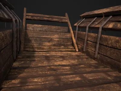 Rundown Medieval Cart Low-poly 3D model