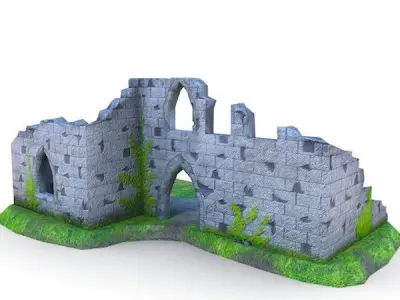 Medieval Building 55 Ruins Low-poly 3D model