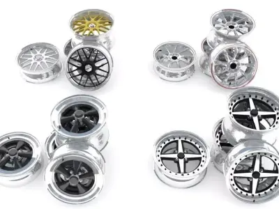Set Wheels rims for motorcycles and scooters 3D model