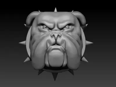 Bull Dog Head Pendant Charm Necklace Light Weight Jewelry 3D print model buy