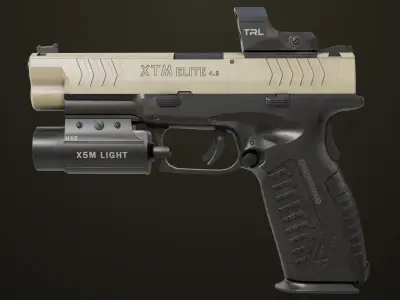 Pistol 06 Black Brown Generic All PBR Unity UE Textures Included Low-poly 3D model