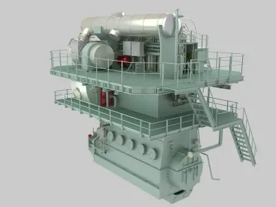 Marine low speed diesel engine 3D model
