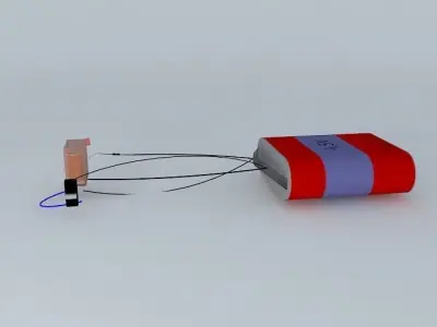 bad battery with two wires connected to it Free 3D model