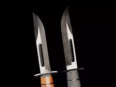 Metal and Wood Kabar Knife Low-poly 3D model