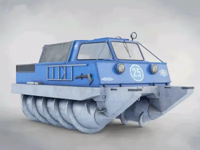 Zil 29061 Soviet all-terrain rescue auger vehicle Game-ready Low-poly 3D model