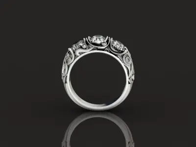 Antique Victorian Three Stone Ring 1452 3D print model