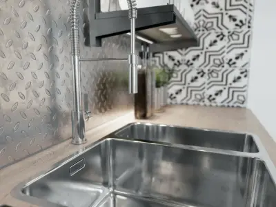 Industrial themed kitchen scene - IKEA Varsta 3D model