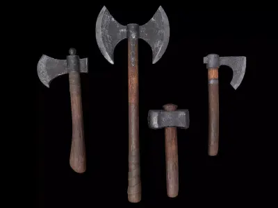 Axes of the Vikings Low-poly 3D model