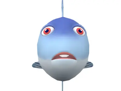 Milkfish Chanidae Fish Cartoon Animated Low-poly 3D model