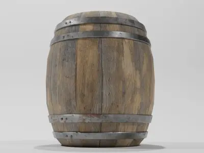 Old Wood Wine Beer Barrel Low Poly Game Ready PBR Low-poly 3D model