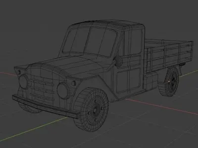 Rastrojero old truck with wooden bed Low-poly 3D model