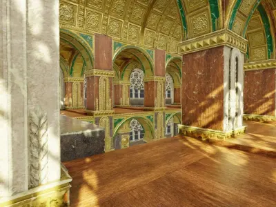 medival cathedral or throne room Low-poly 3D model