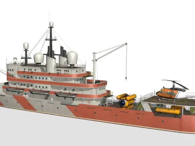 research vessel Low-poly 3D model by sobul