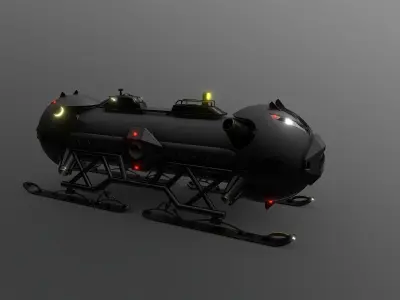 45-3Launch submarine Low-poly 3D model