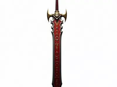 Golden Blood rune Sovereign Epic Fantasy Blade 3D Model Low-poly 3D model