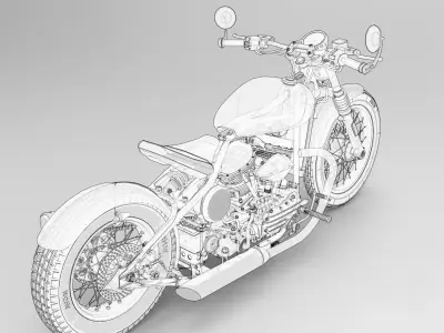 Bobber-style motorcycle 3D model