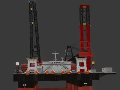 Heerema Balder Semi Submersible Crane Offshore Vessel Low-poly 3D model