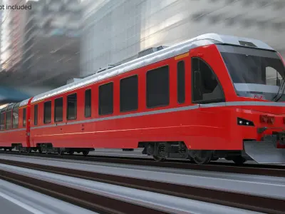 Red Diesel Train with First Class and Second Class Wagons 3D model purchase