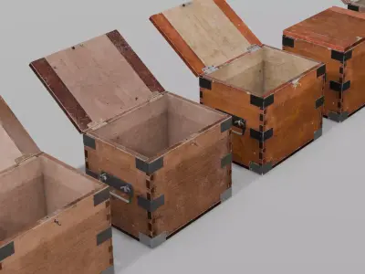 Wooden Box Pack Low-poly 3D model