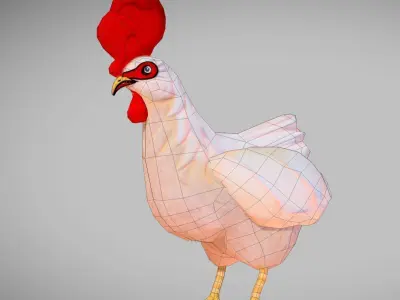 Stylized Rooster Low-poly 3D model