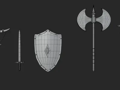 Weapon bundle  Low-poly 3D model