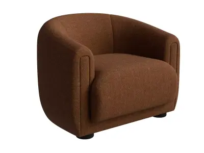 Orange Fabric Nook Occasional Chair 3D model