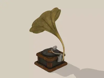 Vintage Phonograph Low-poly 3D model