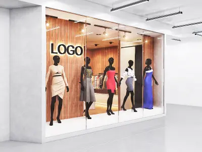  3D clothing store with textures 3D model