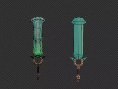 Fantasy Swords 2 Models Game Ready  Low Poly  PBR Low-poly 3D model